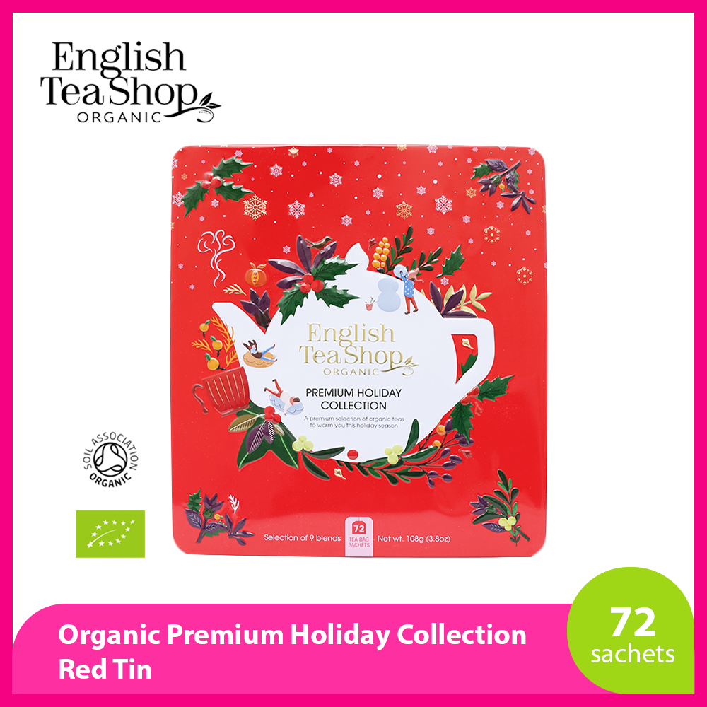 English Tea Shop Organic Premium Holiday Collection RED Tin 72 ct