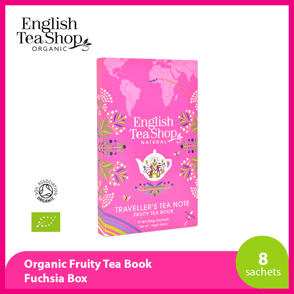 English Tea Shop Organic Fruity Tea Book 8-ct - Fuchsia Box